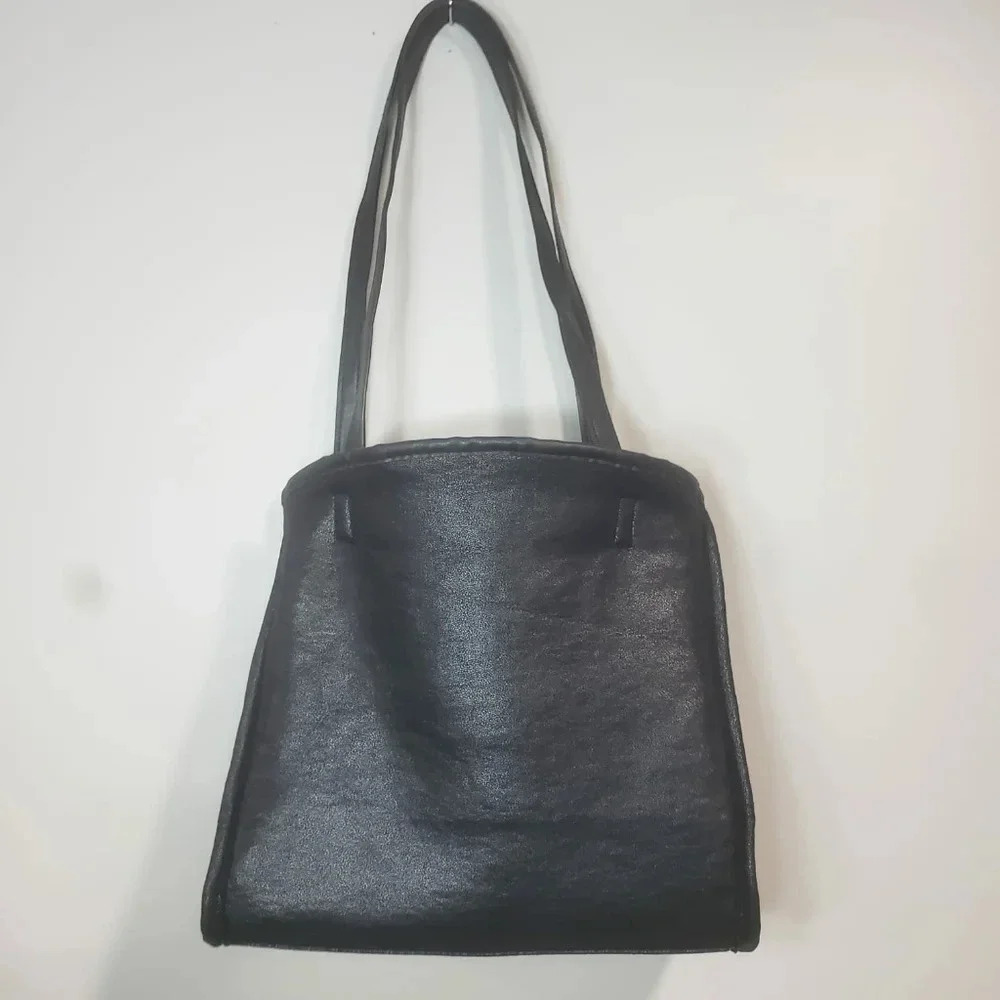 Neiman Marcus Black Sherpa Shearling Womans Tote Bag.